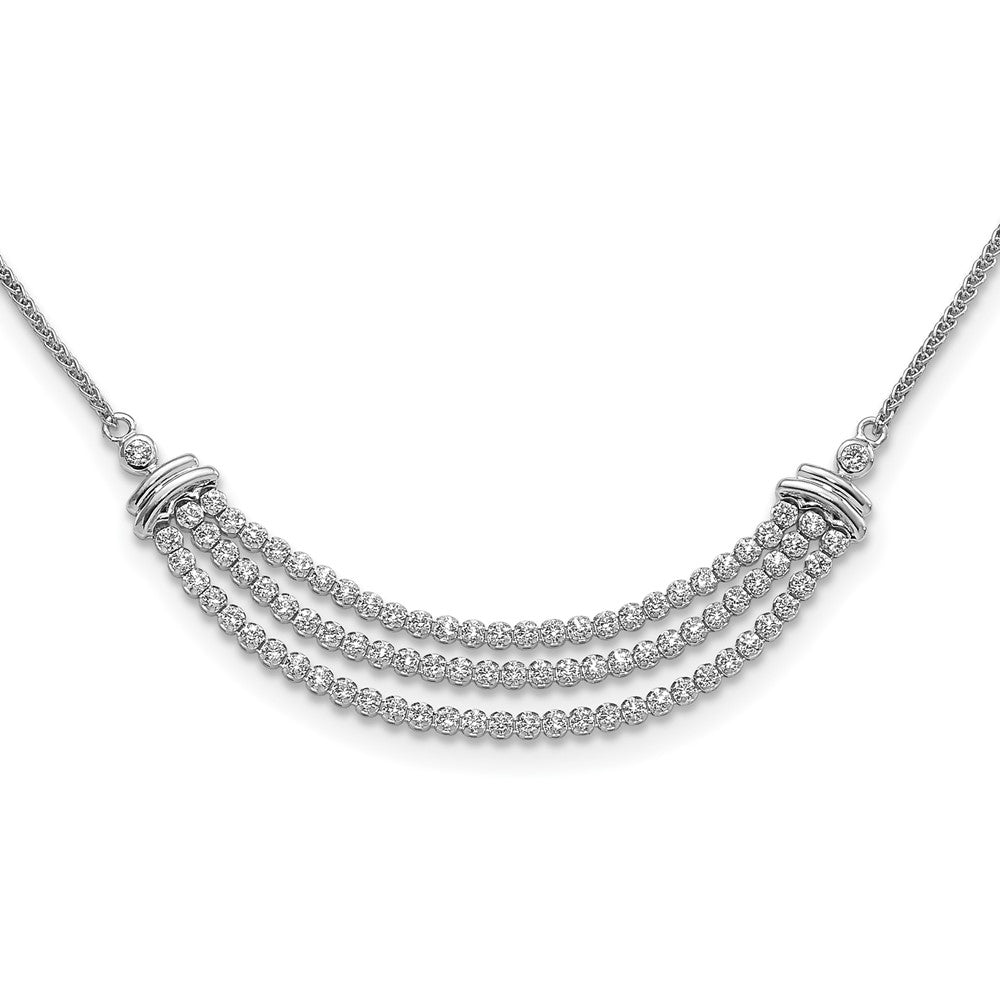Handcrafted 14K White Gold tennis necklace, featuring a 2 1/6 CT lab-grown diamond, close-up studio shot | Picasso Gold & Diamond Jewelry.