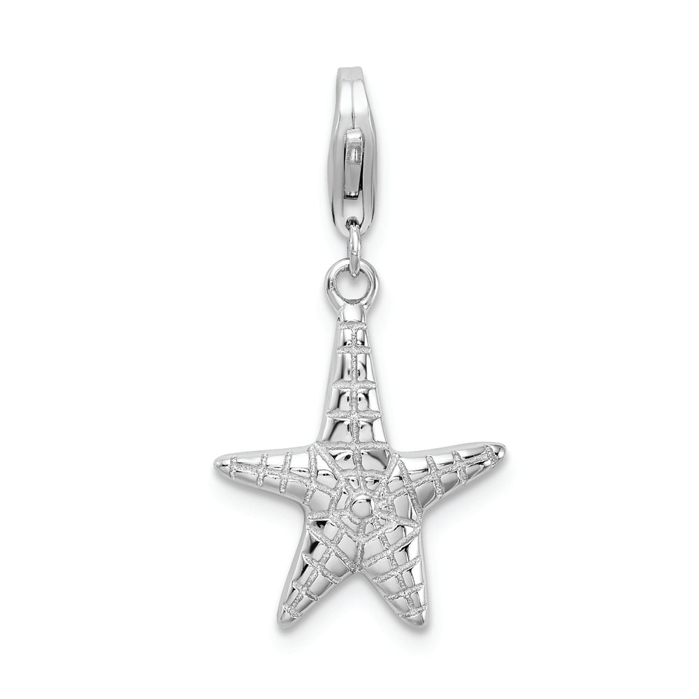 Sterling Silver Amore La Vita Rhodium-plated Polished Starfish Charm