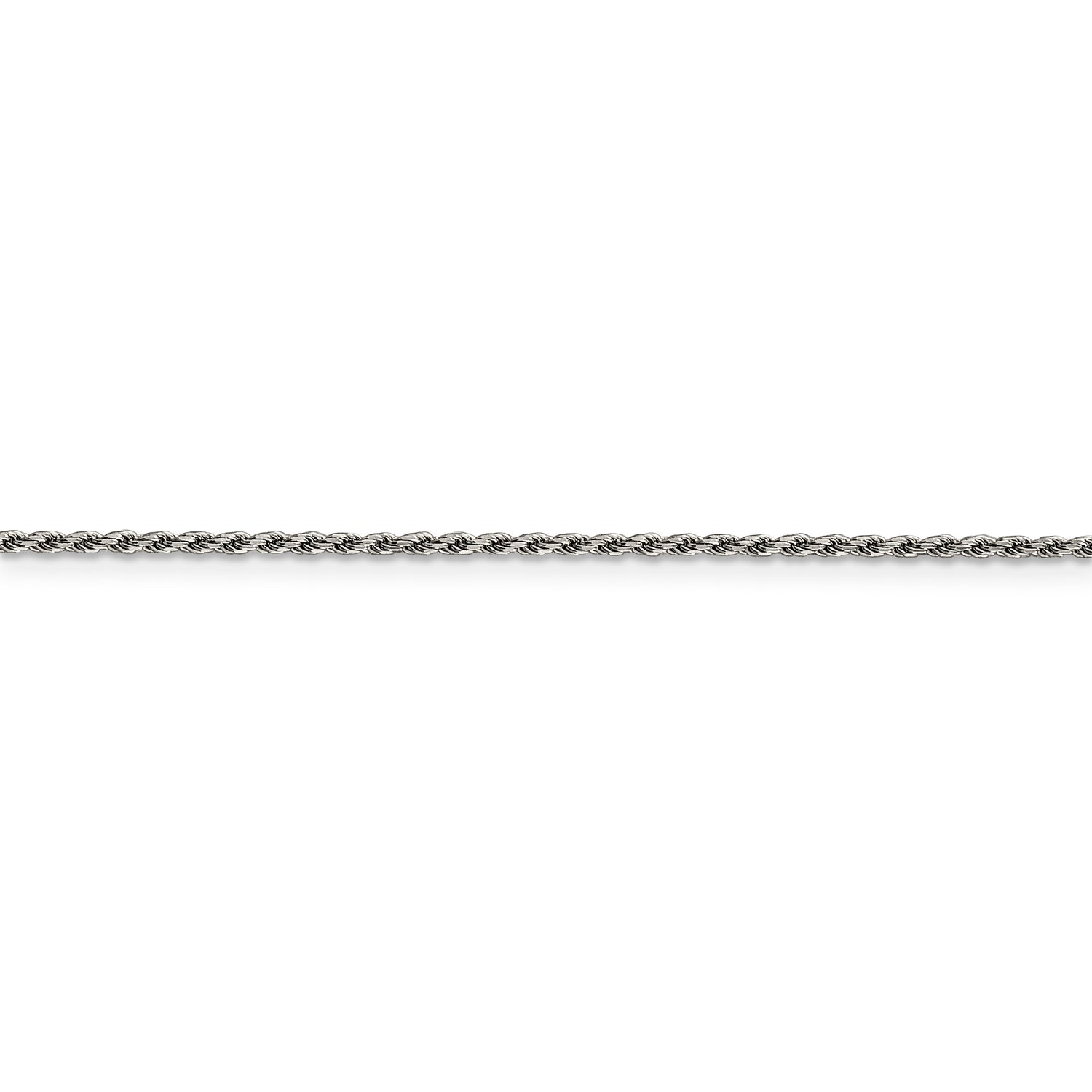 Sterling Silver Rhodium-plated 1.5mm Diamond-cut Rope Chain
