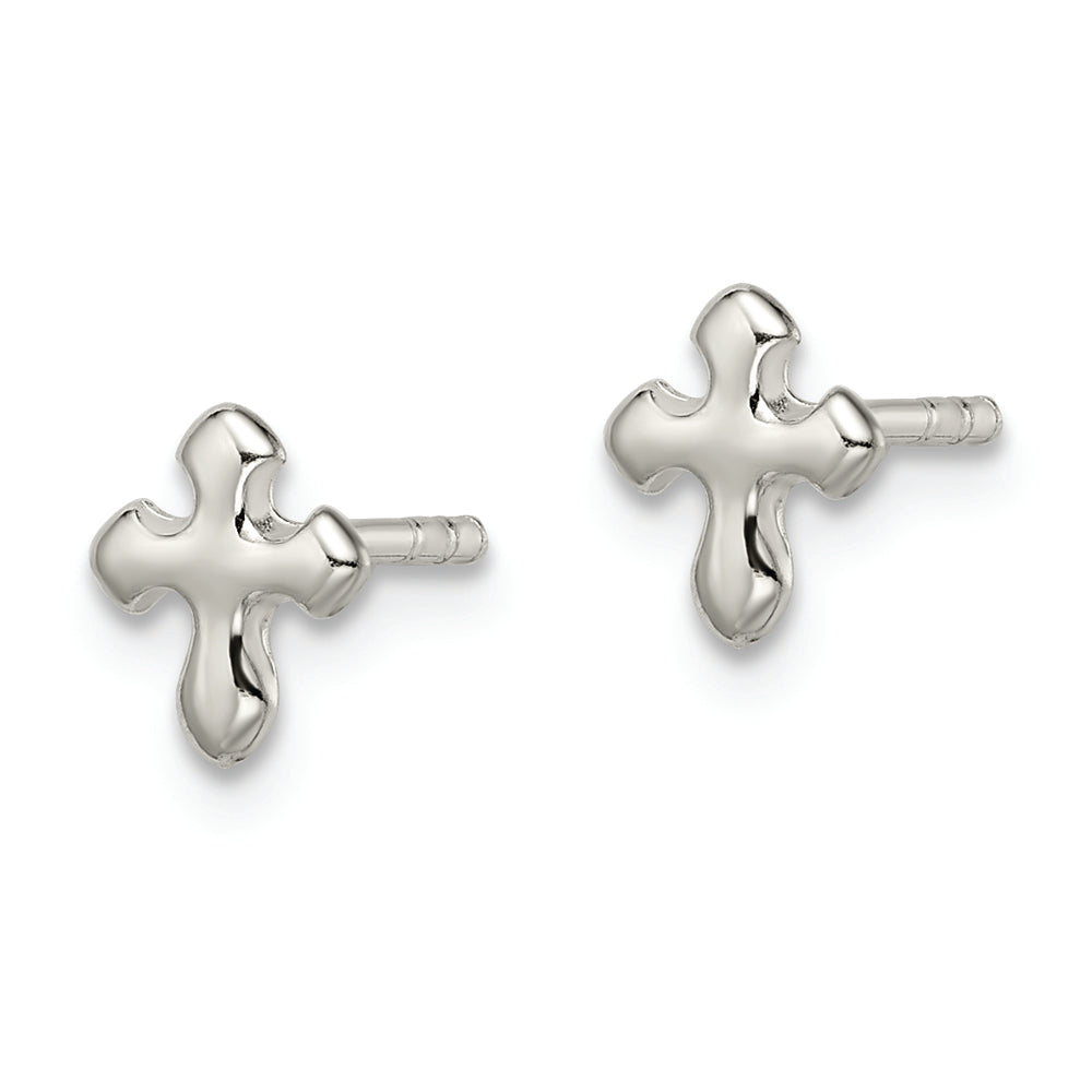 Sterling Silver Polished Cross Earrings – Timeless & Elegant