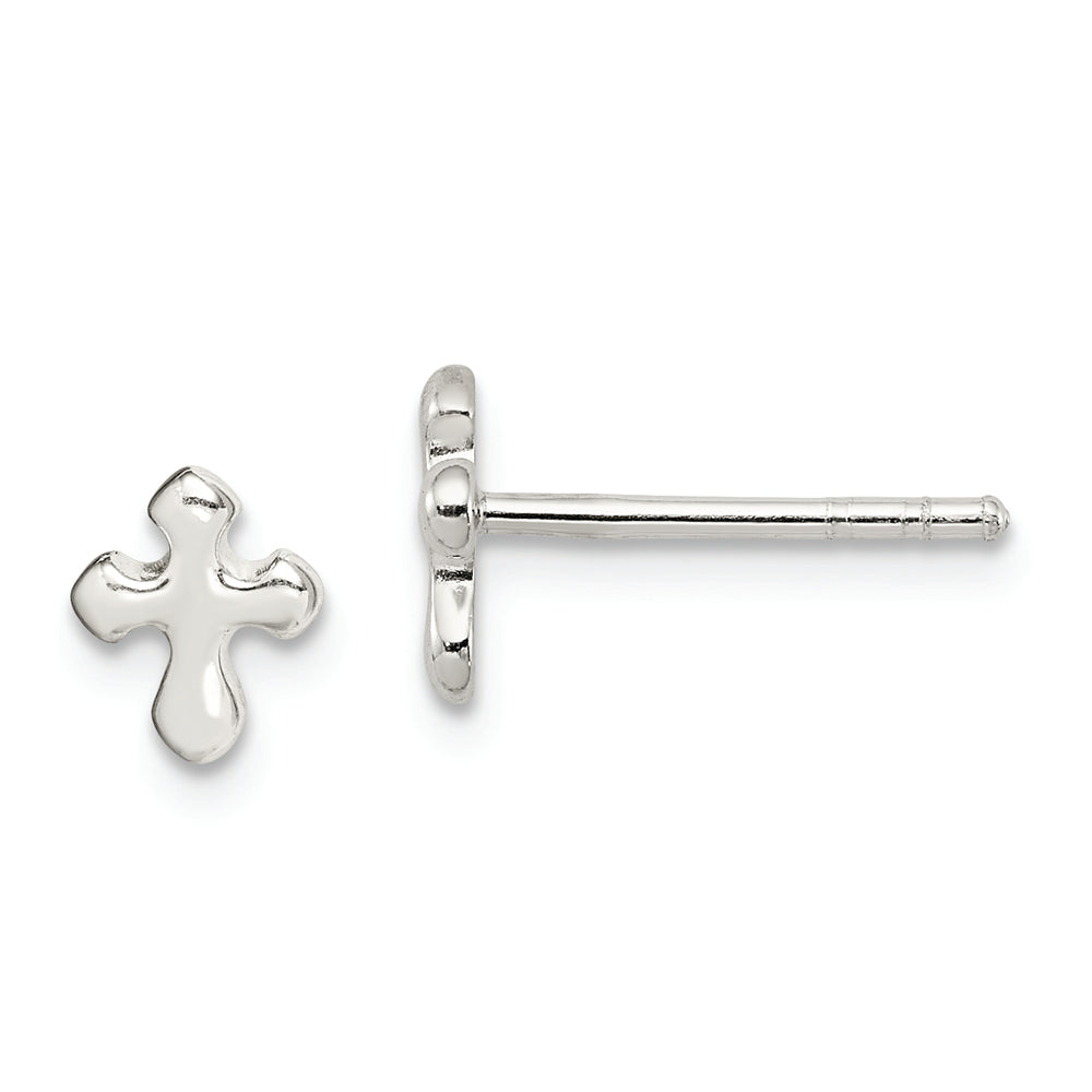 Sterling Silver Polished Cross Earrings – Timeless & Elegant