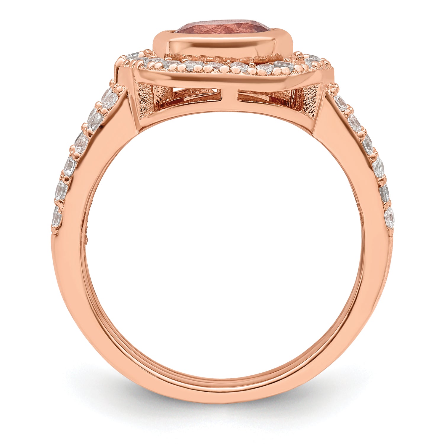 Sterling Silver Rose Tone CZ 3 Ring Set