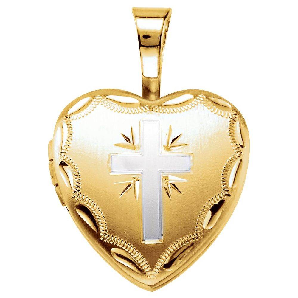 Heart Cross Locket in 14K Yellow Gold-Plated Silver - Picasso Gold & Diamond Jewelry