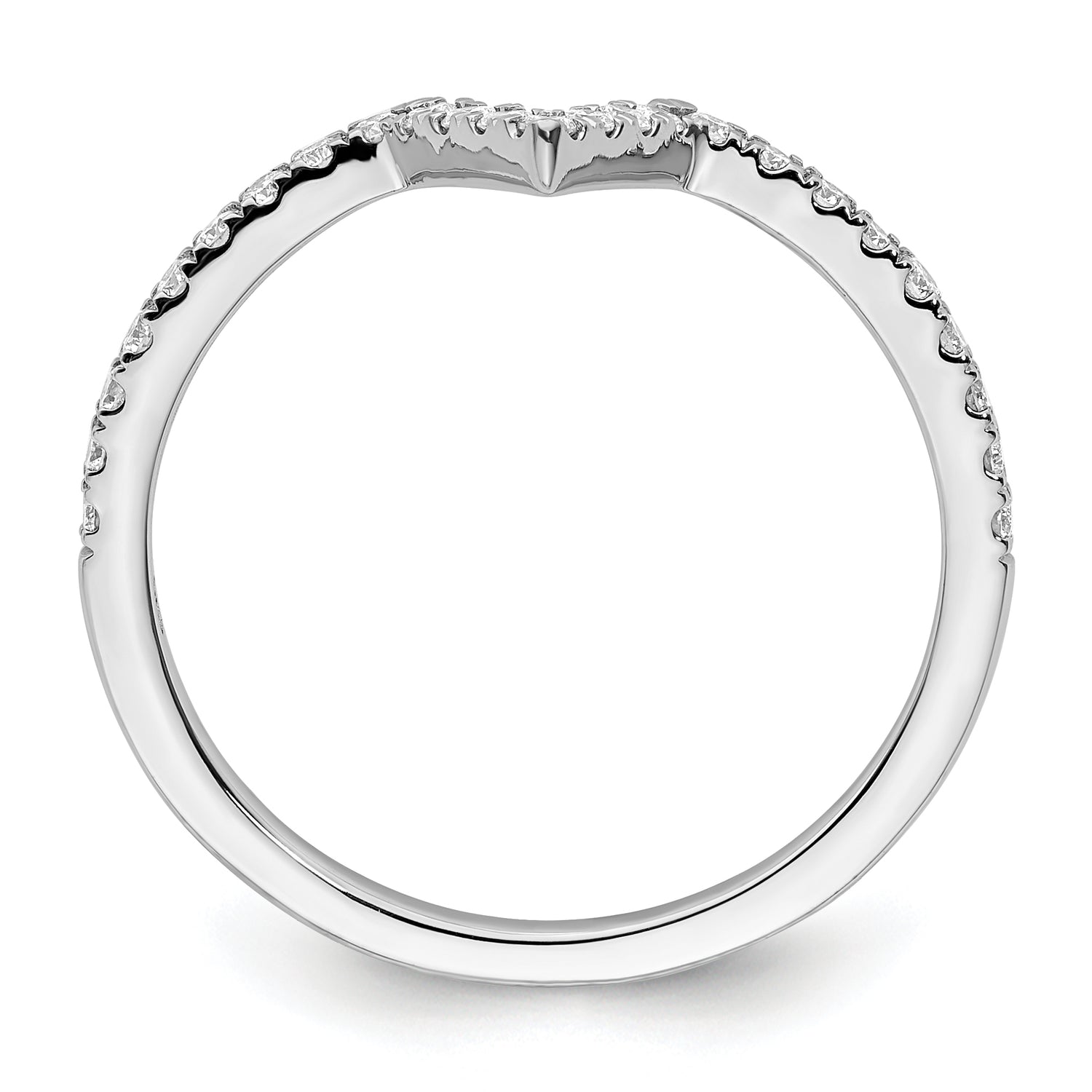 14K White Gold V-Shaped Diamond Ring Guard