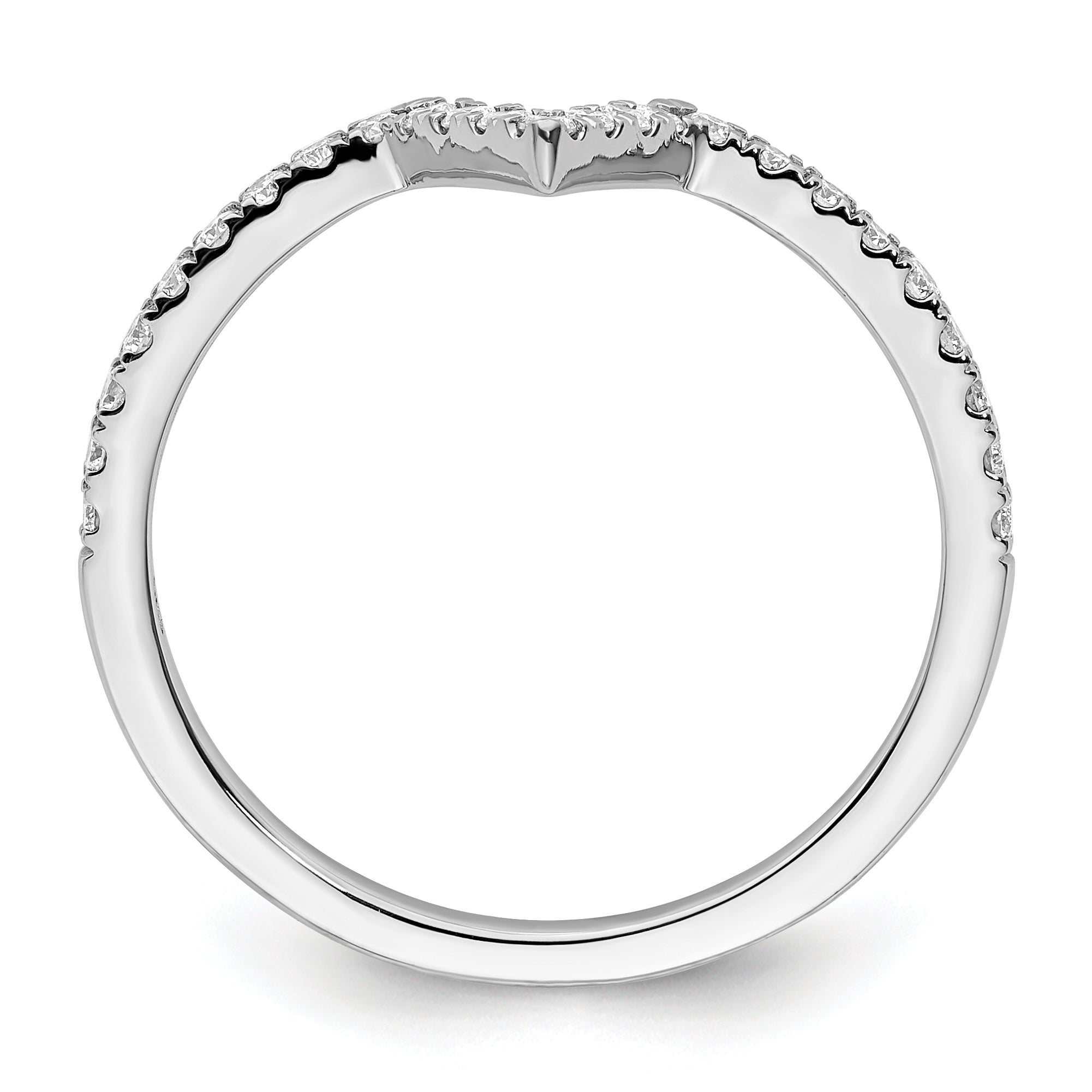 14K White Gold V-Shaped Diamond Ring Guard