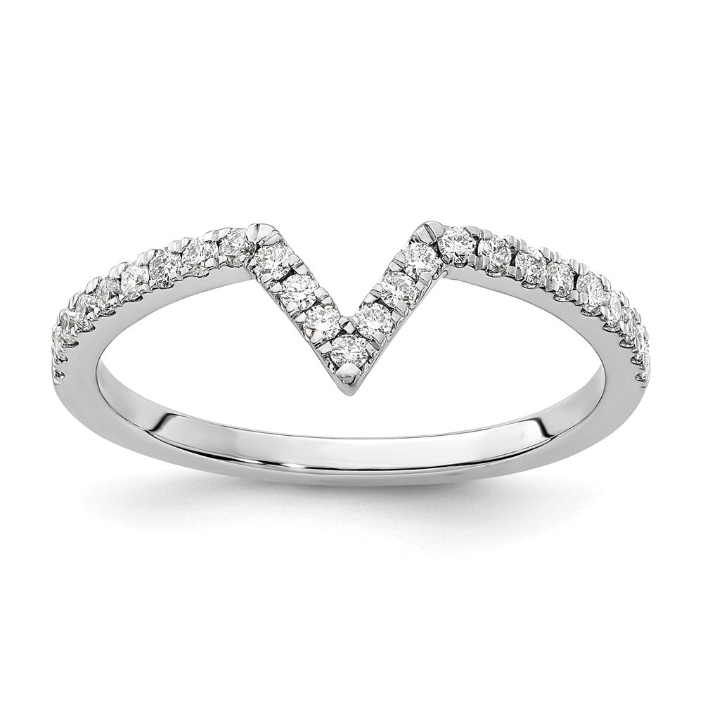 14K White Gold V-Shaped Diamond Ring Guard