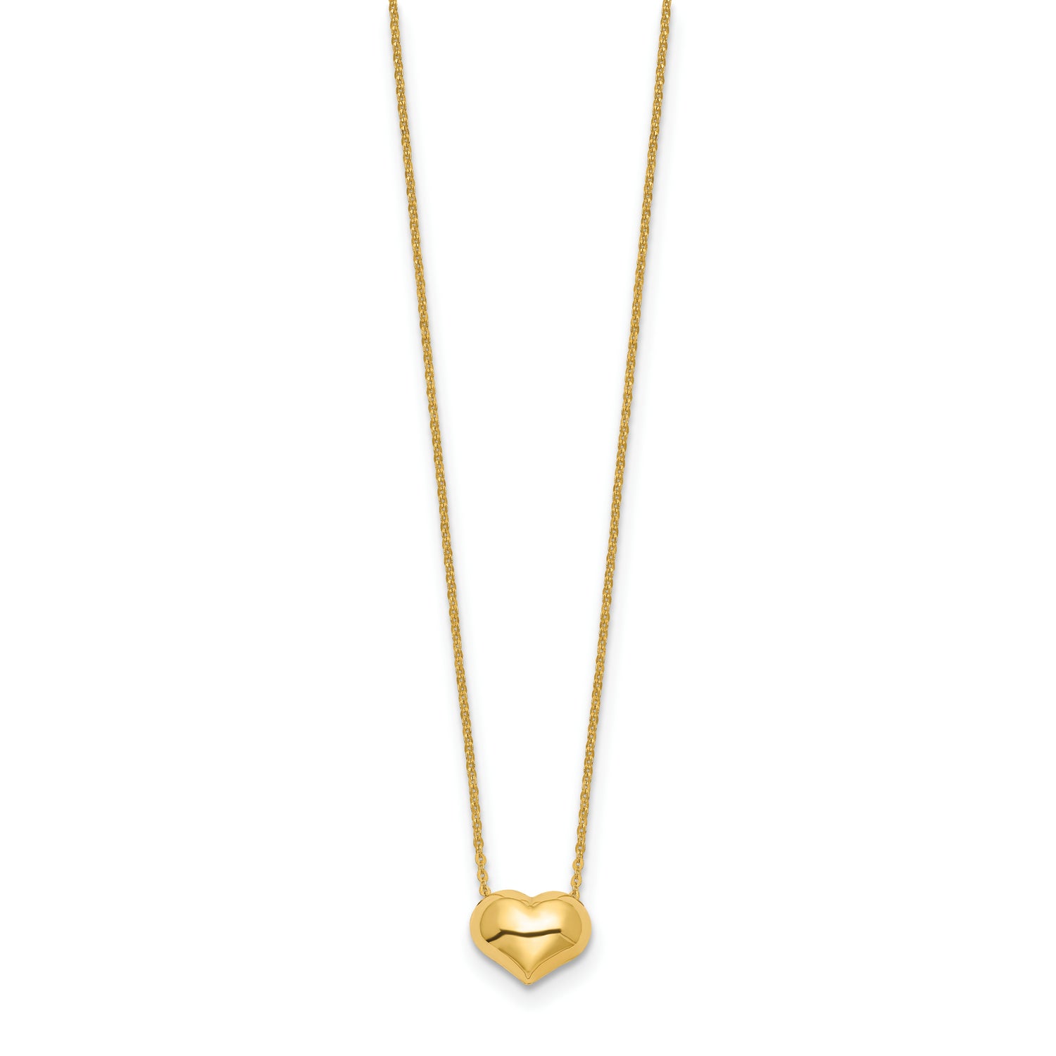 14k Polished Puffed Heart 16.5 inch Necklace