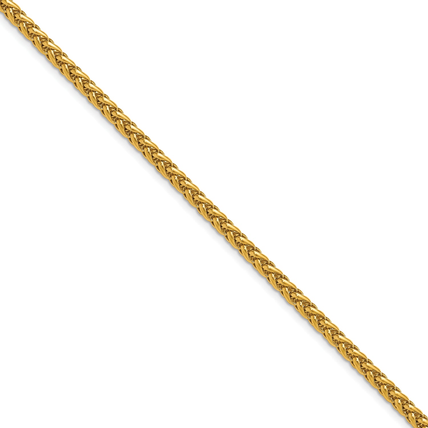 Stainless Steel Polished Yellow IP 24in Spiga 4mm Chain Necklace