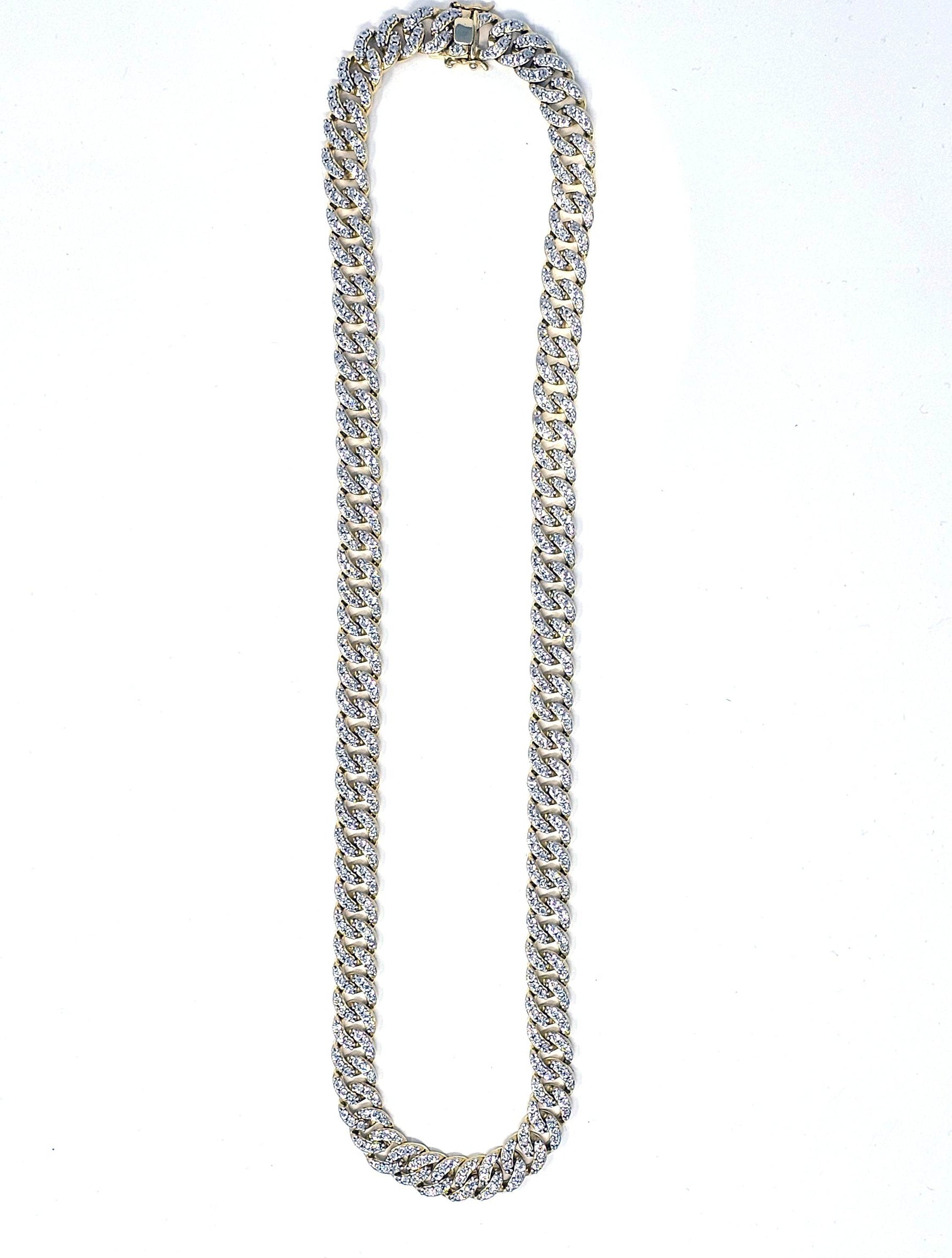 Elegant 925 Silver & 1.70 CTW Diamond Curb Chain: Timeless Luxury - Picasso Gold & Diamond Jewelry