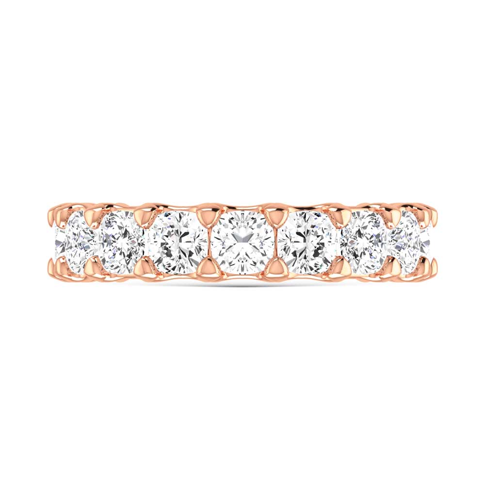 14K Rose Gold  2 1/4 CT Tw.  Cushion Shape Diamond Three Forth Eternity Band  Picasso Gold & Diamond Jewelry