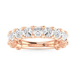 14K Rose Gold  3 CT Tw.  Cushion Shape Diamond Three Forth Eternity Band  Picasso Gold & Diamond Jewelry