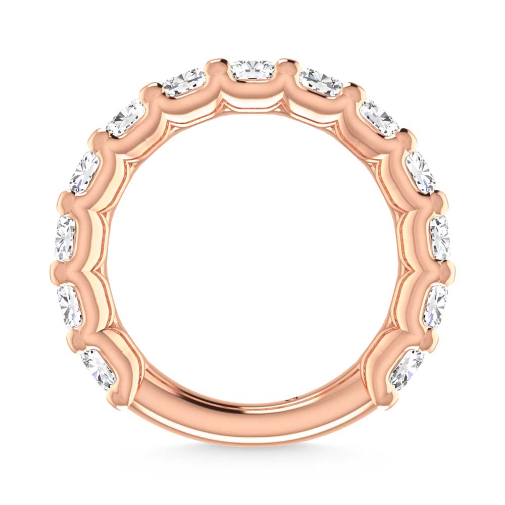 14K Rose Gold  3 CT Tw.  Cushion Shape Diamond Three Forth Eternity Band  Picasso Gold & Diamond Jewelry