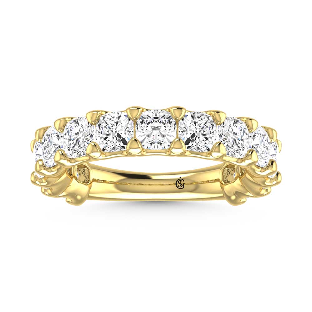 14K Yellow Gold 4 1/6 CT Tw. Cushion Shape Diamond Three Forth Eternity Band  Picasso Gold & Diamond Jewelry