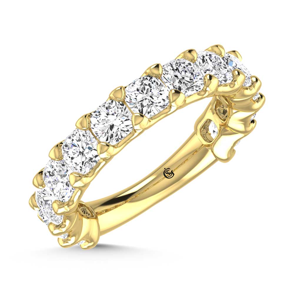 14K Yellow Gold 4 1/6 CT Tw. Cushion Shape Diamond Three Forth Eternity Band  Picasso Gold & Diamond Jewelry