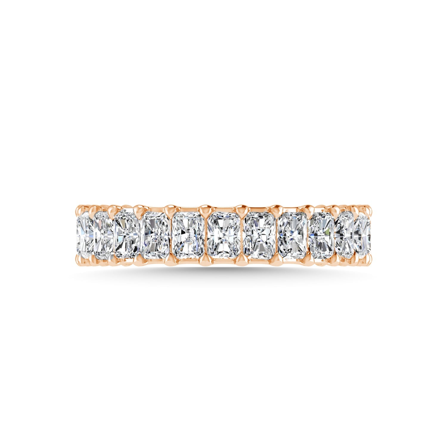 14K Rose Gold  4 3/4 CT Tw.  Emerald Shape Diamond Three Forth Eternity Band  Picasso Gold & Diamond Jewelry