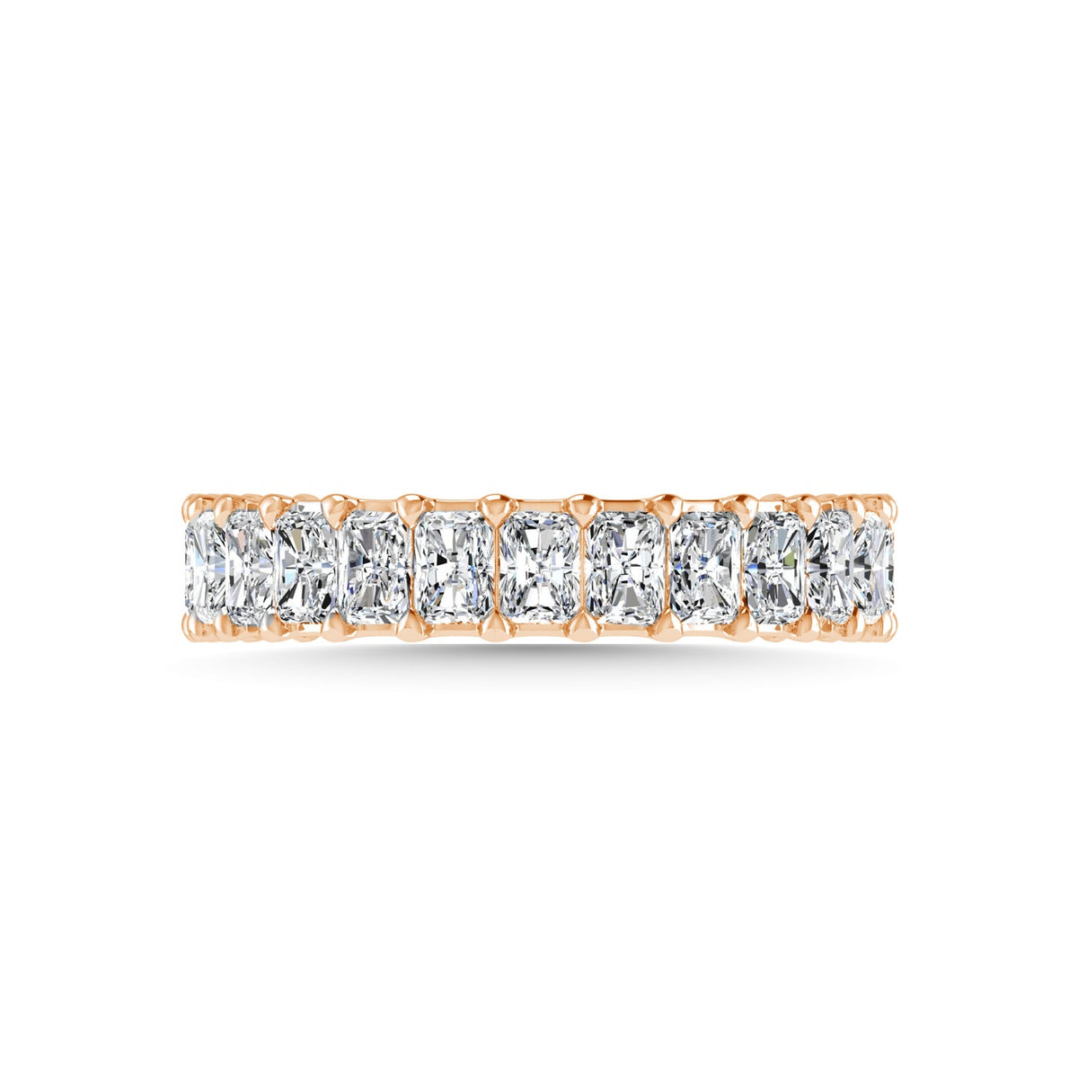 14K Rose Gold  3 3/4 CT Tw.  Emerald Shape Diamond Three Forth Eternity Band  Picasso Gold & Diamond Jewelry