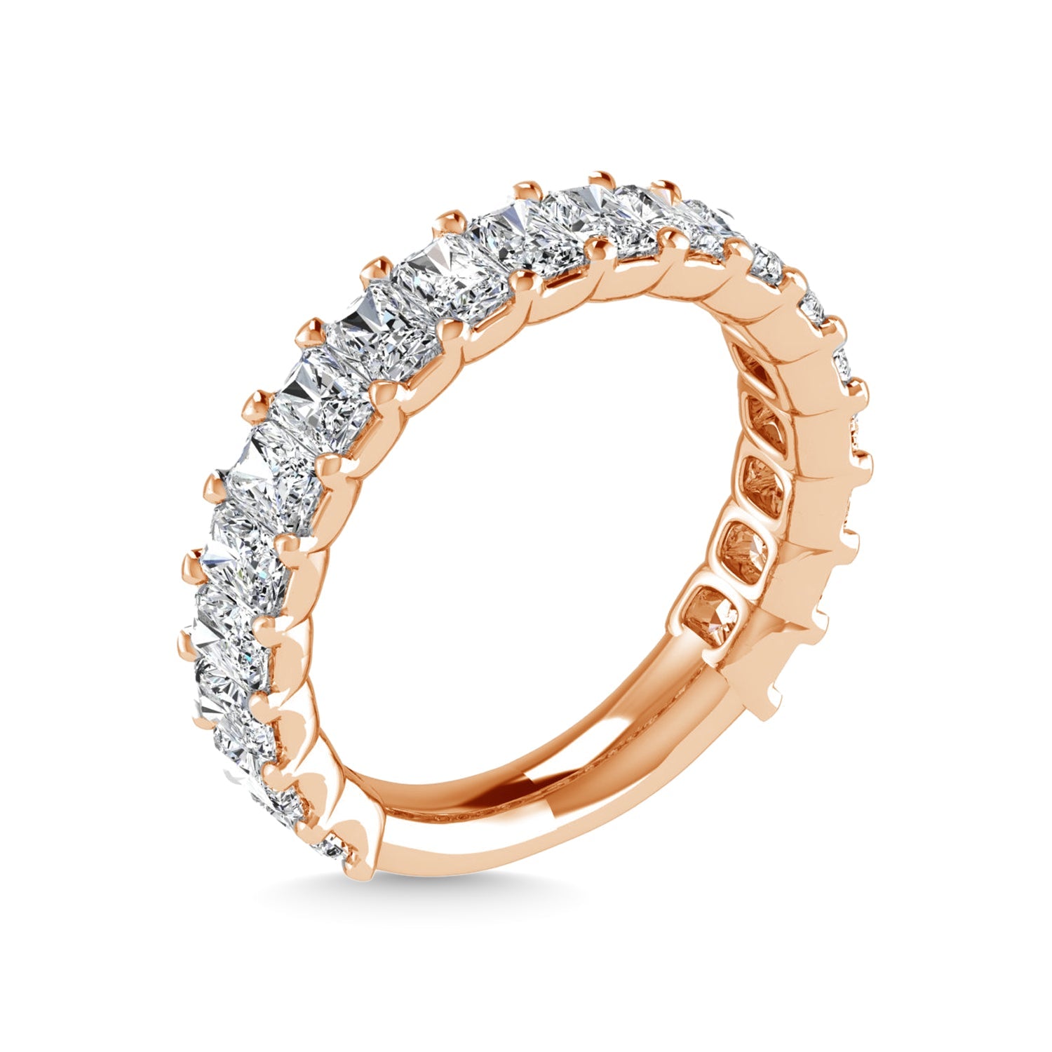 18K Rose Gold  4 3/4 CT Tw.  Emerald Shape Diamond Three Forth Eternity Band  Picasso Gold & Diamond Jewelry