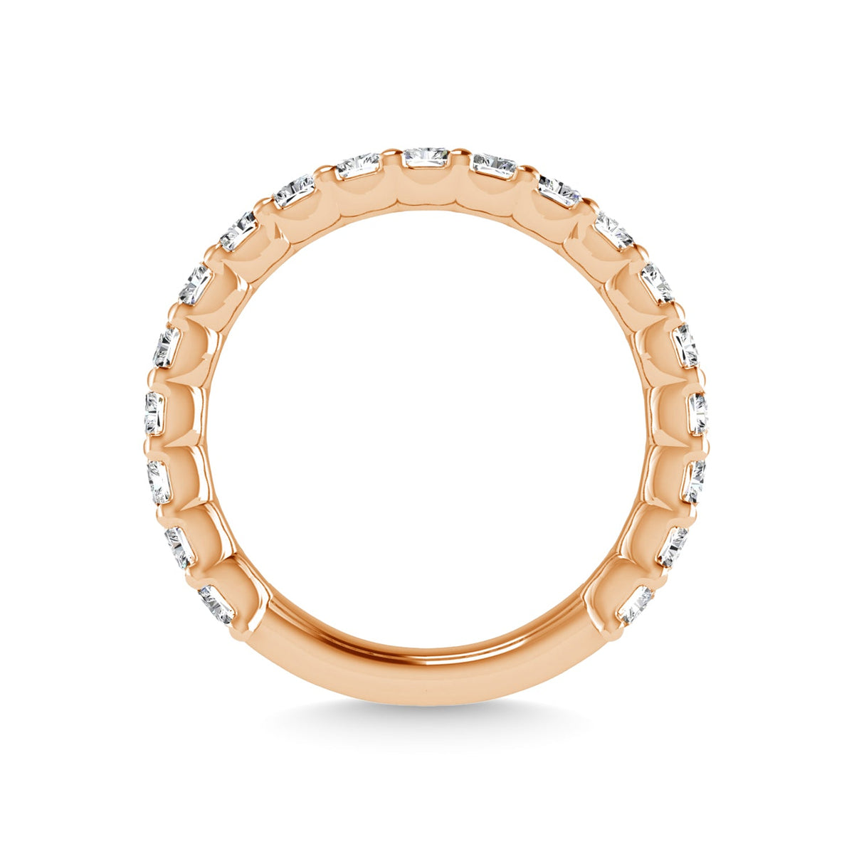 14K Rose Gold  2 CT Tw.  Emerald Shape Diamond Three Forth Eternity Band  Picasso Gold & Diamond Jewelry