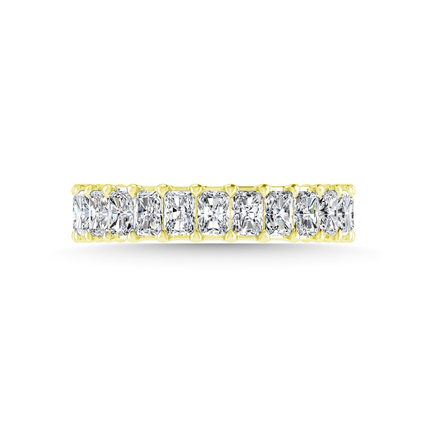 14K Yellow Gold 2 7/8 CT Tw.  Emerald Shape Diamond Three Forth Eternity Band  Picasso Gold & Diamond Jewelry