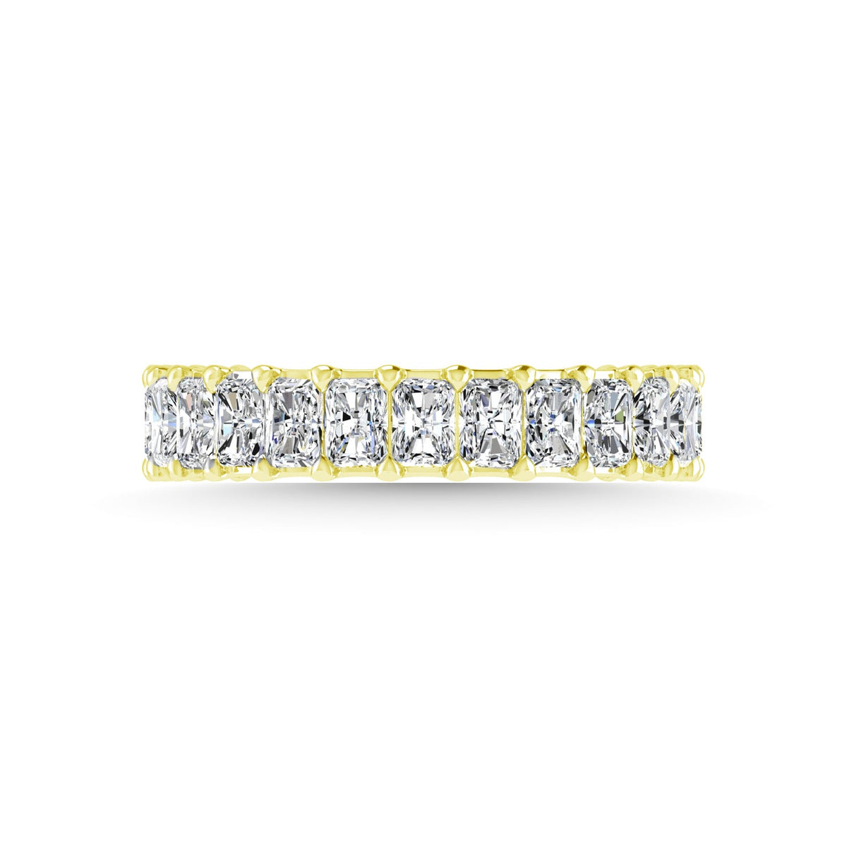 14K Yellow Gold 4 3/4 CT Tw.  Emerald Shape Diamond Three Forth Eternity Band  Picasso Gold & Diamond Jewelry