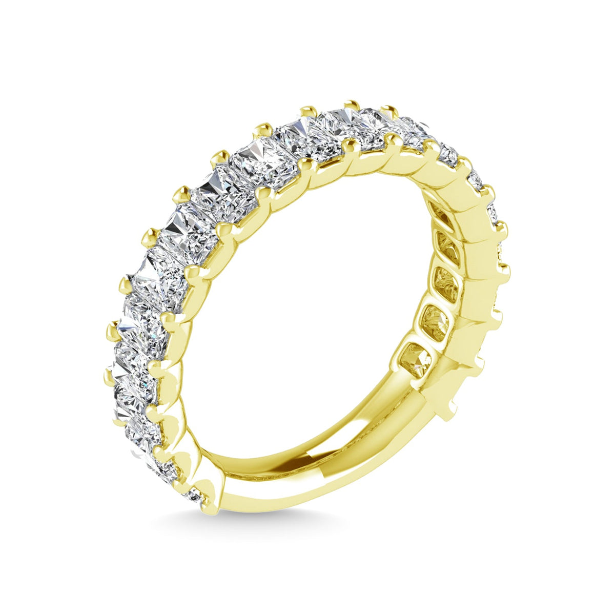 14K Yellow Gold 3 3/4 CT Tw.  Emerald Shape Diamond Three Forth Eternity Band  Picasso Gold & Diamond Jewelry