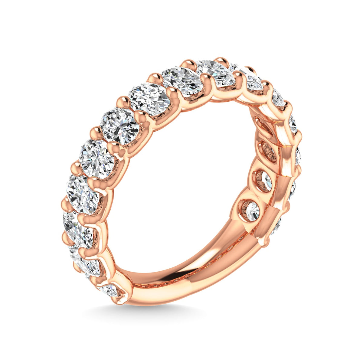 14K Rose Gold  5 7/8 CT Tw. Oval Shape Diamond Three Forth Eternity Band  Picasso Gold & Diamond Jewelry