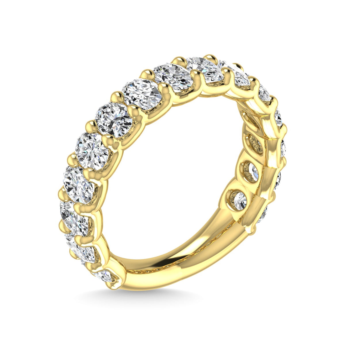 18K Yellow Gold 3 3/4 CT Tw. Oval Shape Diamond Three Forth Eternity Band  Picasso Gold & Diamond Jewelry