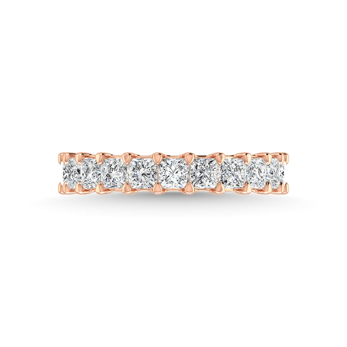 14K Rose Gold  3 3/8 CT Tw. Princess Shape Diamond Three Forth Eternity Band  Picasso Gold & Diamond Jewelry