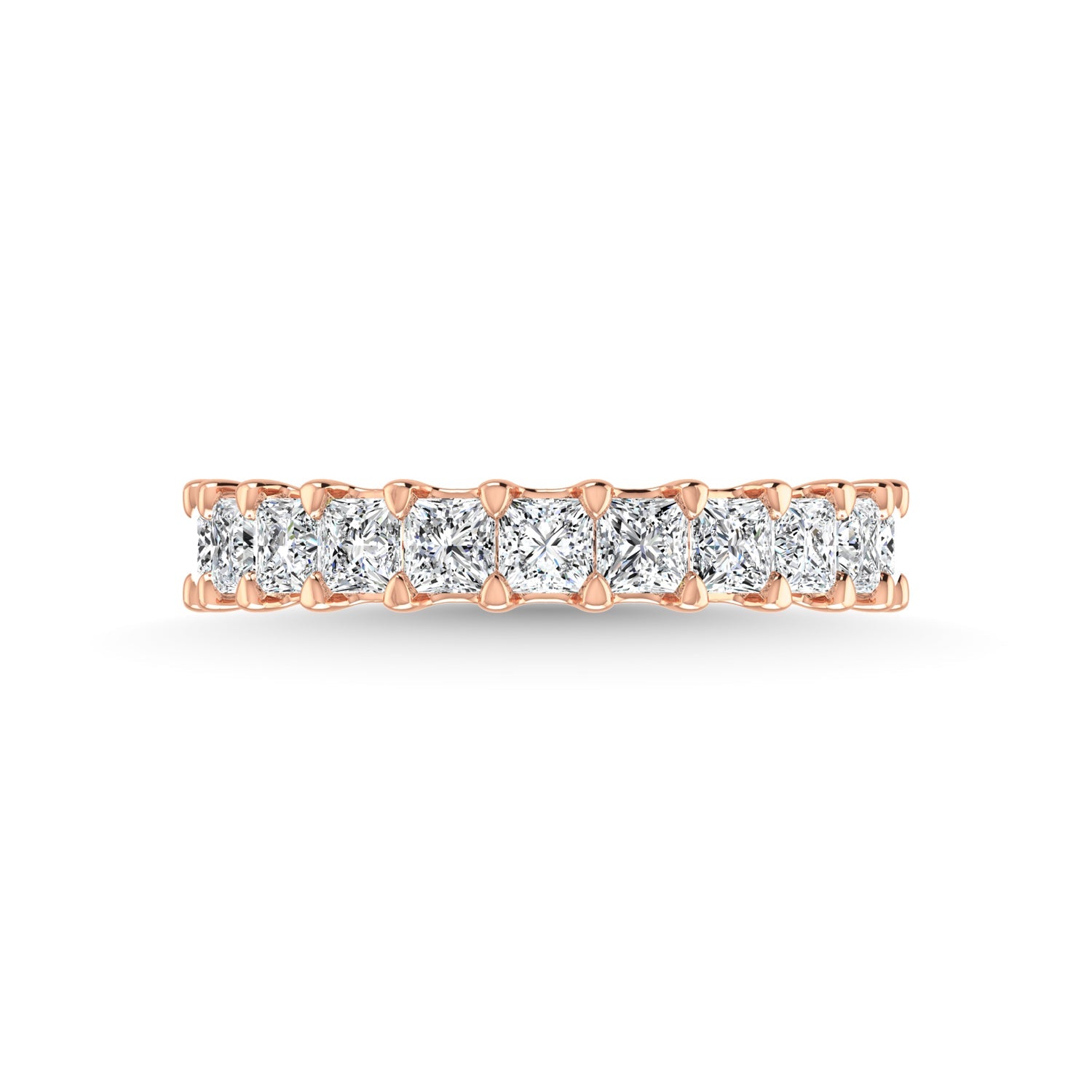 14K Rose Gold  3 3/8 CT Tw. Princess Shape Diamond Three Forth Eternity Band  Picasso Gold & Diamond Jewelry