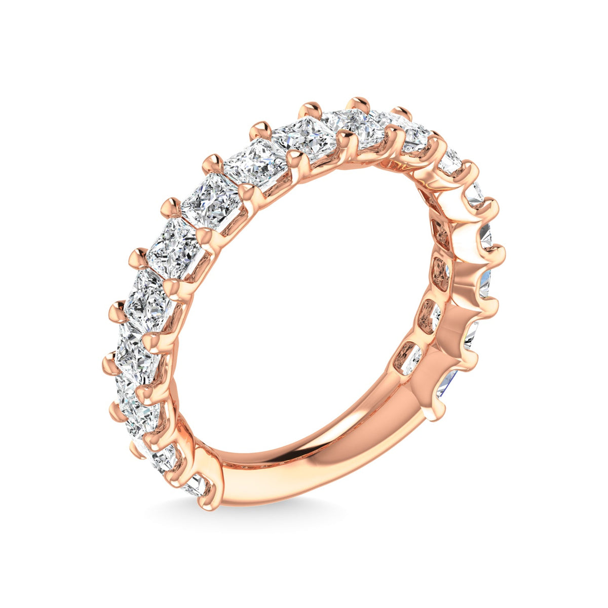 14K Rose Gold  2 1/2 CT Tw. Princess Shape Diamond Three Forth Eternity Band  Picasso Gold & Diamond Jewelry
