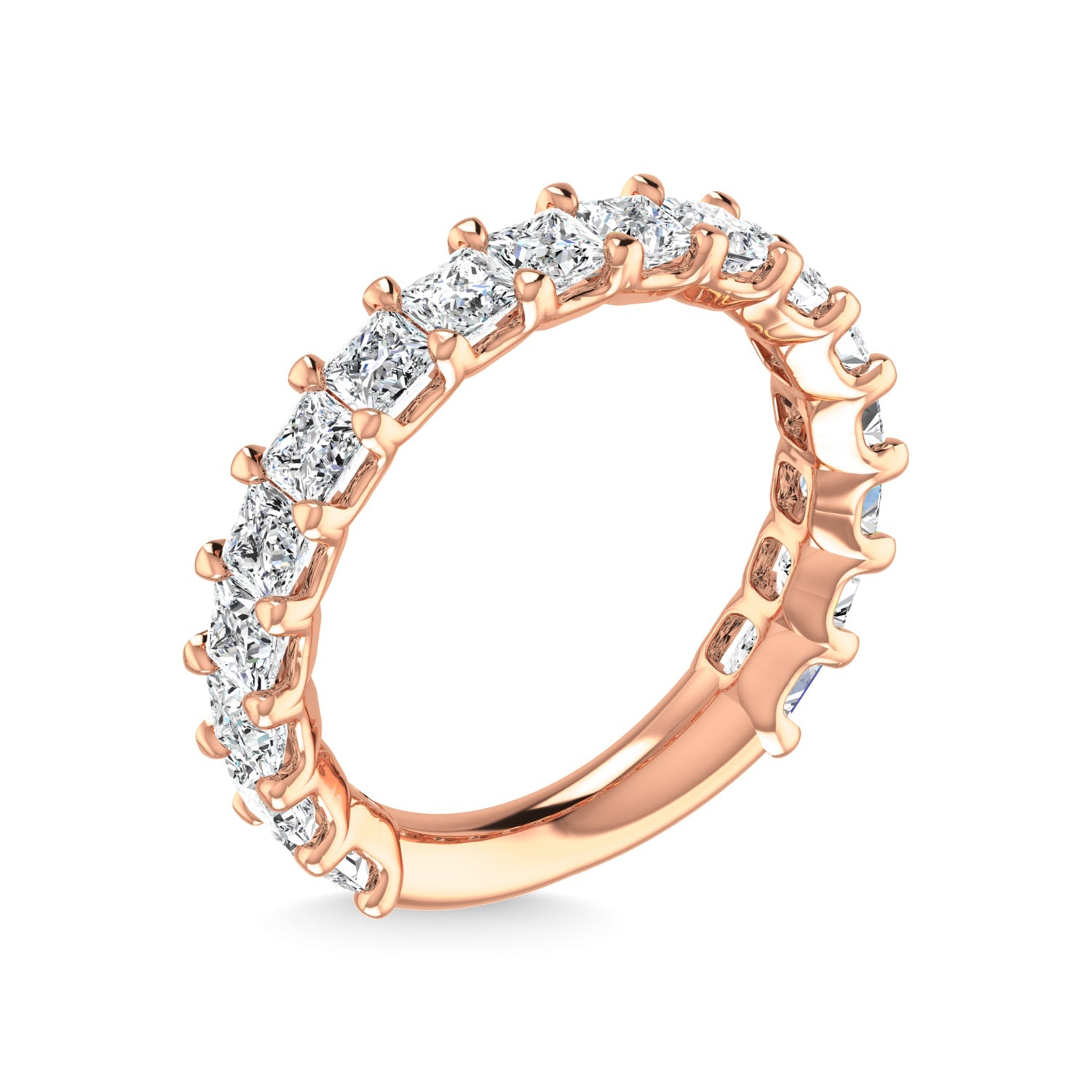 14K Rose Gold  6 7/8 CT Tw. Princess Shape Diamond Three Forth Eternity Band  Picasso Gold & Diamond Jewelry