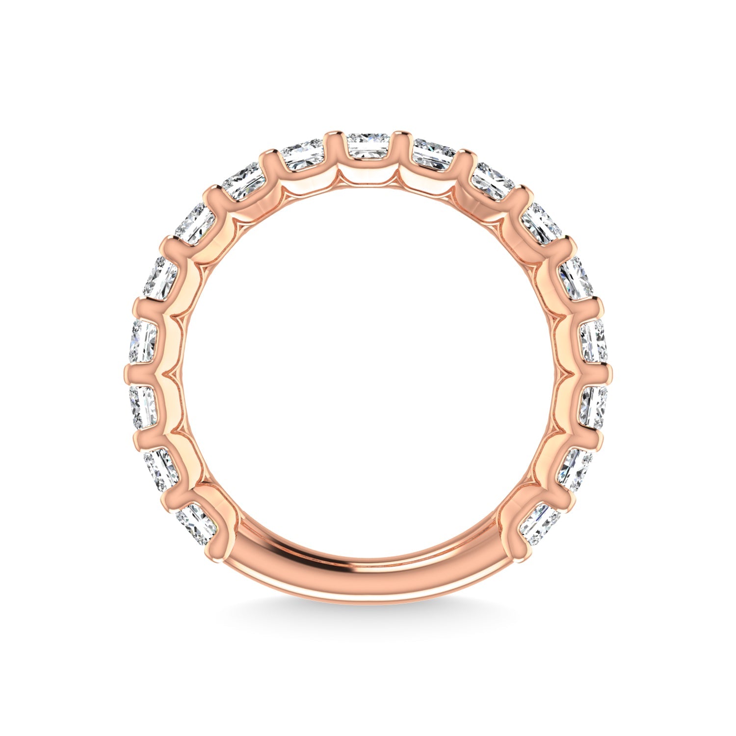 14K Rose Gold  6 7/8 CT Tw. Princess Shape Diamond Three Forth Eternity Band  Picasso Gold & Diamond Jewelry