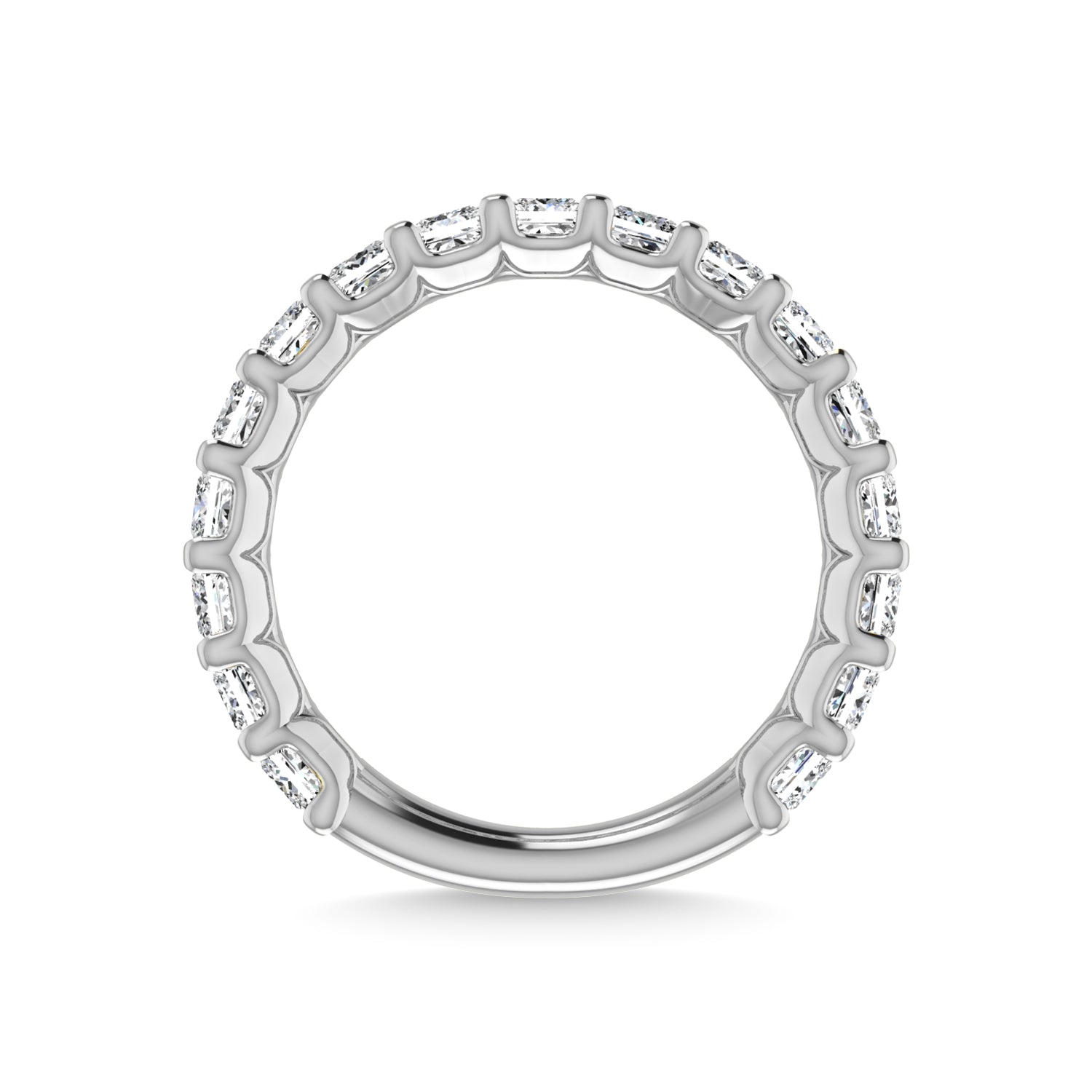 14K White Gold 2 1/2 CT Tw. Princess Shape Diamond Three Forth Eternity Band  Picasso Gold & Diamond Jewelry