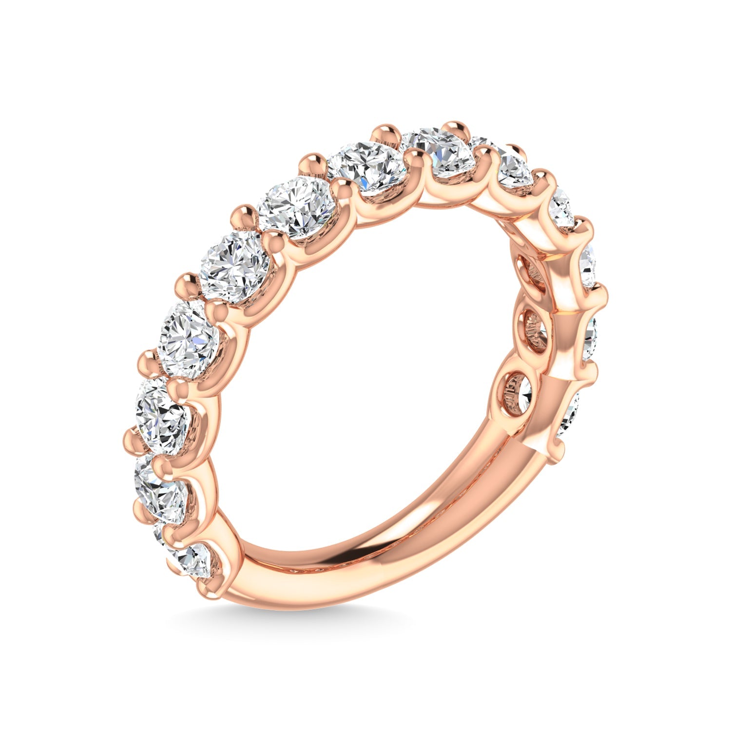 14K Rose Gold  3 1/4 CT Tw. Round Shape Diamond Three Forth Eternity Band  Picasso Gold & Diamond Jewelry