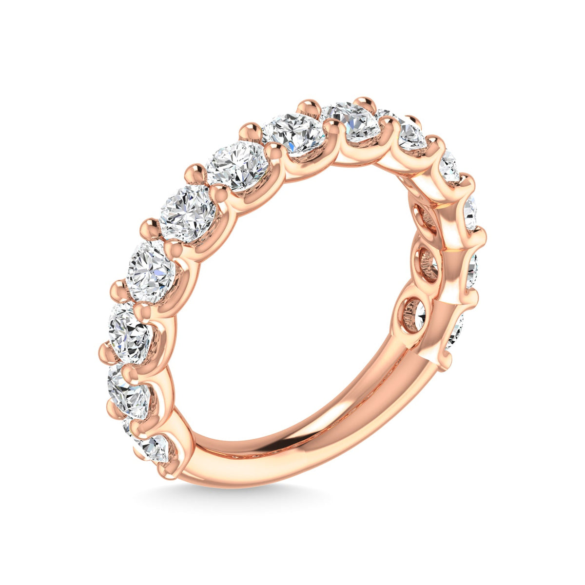 14K Rose Gold  3 5/8 CT Tw. Round Shape Diamond Three Forth Eternity Band  Picasso Gold & Diamond Jewelry