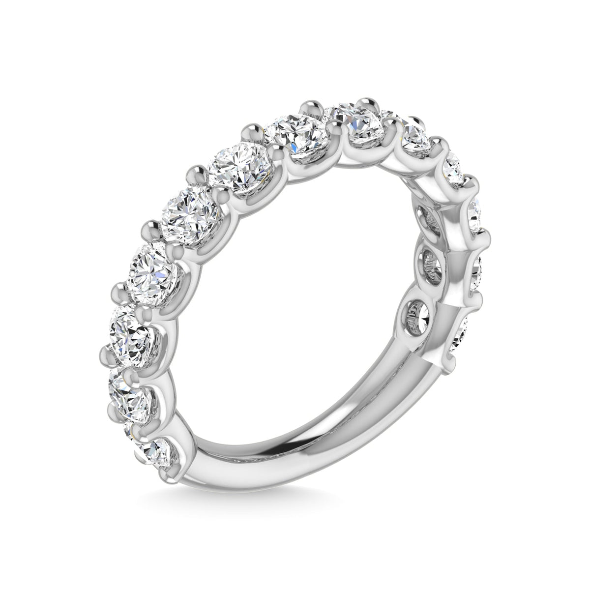 18K White Gold 3 1/4 CT Tw. Round Shape Diamond Three Forth Eternity Band  Picasso Gold & Diamond Jewelry