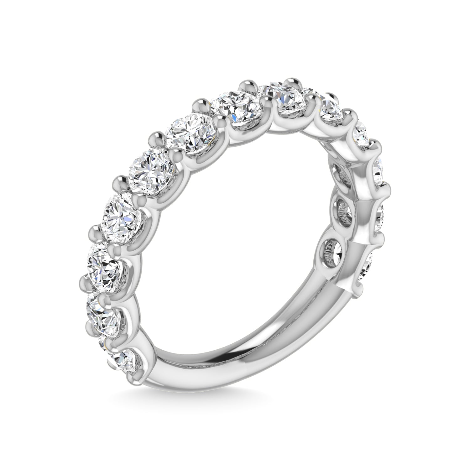 18K White Gold 3 1/4 CT Tw. Round Shape Diamond Three Forth Eternity Band  Picasso Gold & Diamond Jewelry