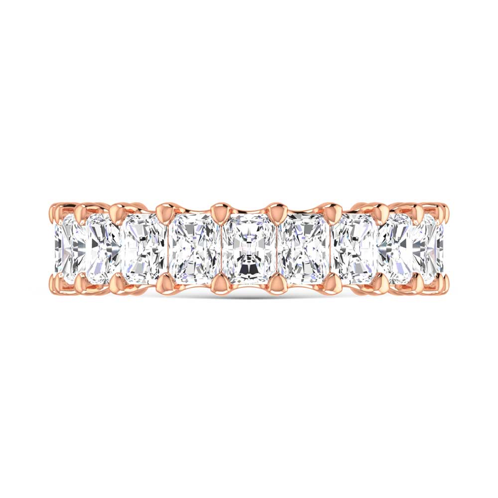 18K Rose Gold  4 1/4 CT Tw.  Radiant Shape Diamond Three Forth Eternity Band  Picasso Gold & Diamond Jewelry