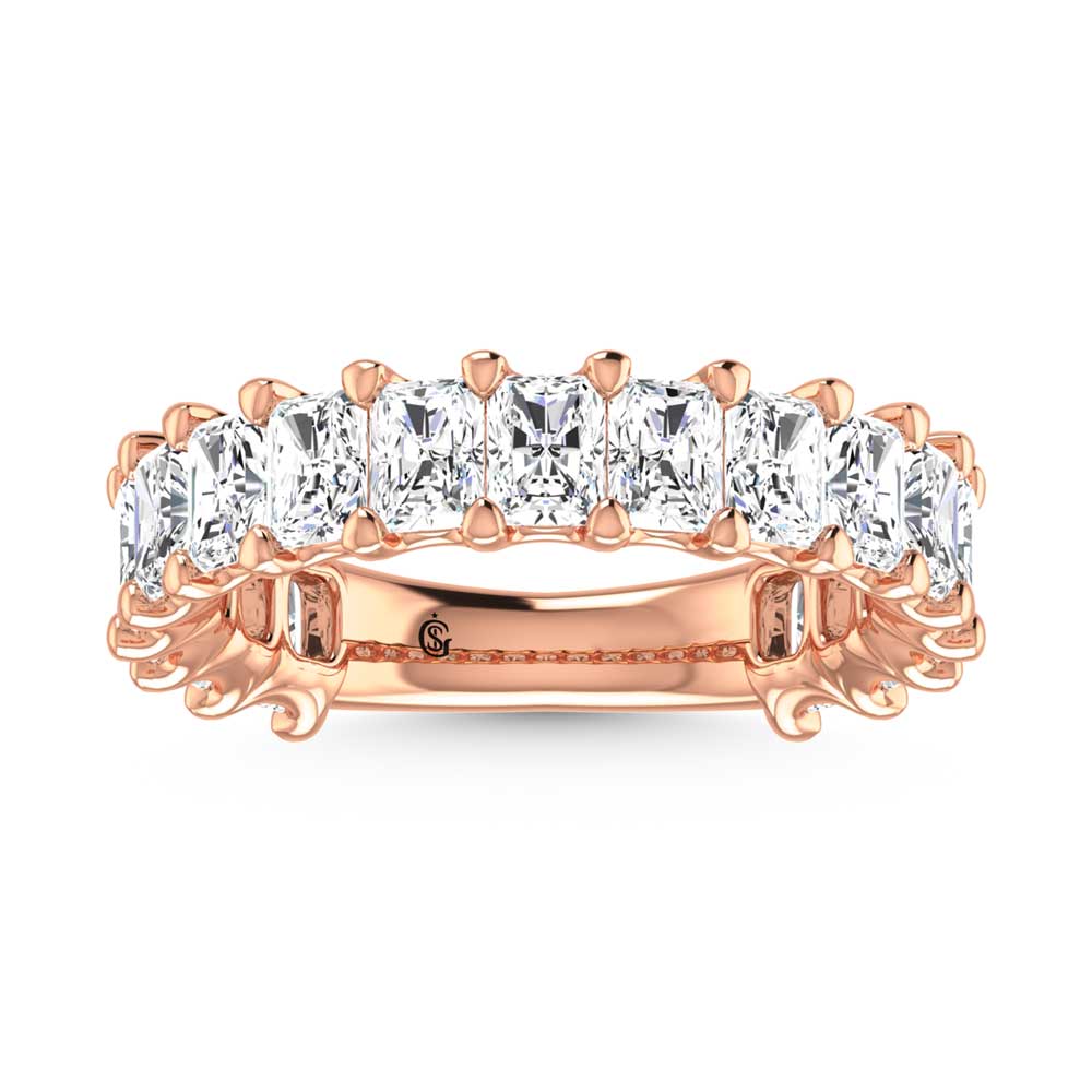 14K Rose Gold  4 1/4 CT Tw.  Radiant Shape Diamond Three Forth Eternity Band  Picasso Gold & Diamond Jewelry