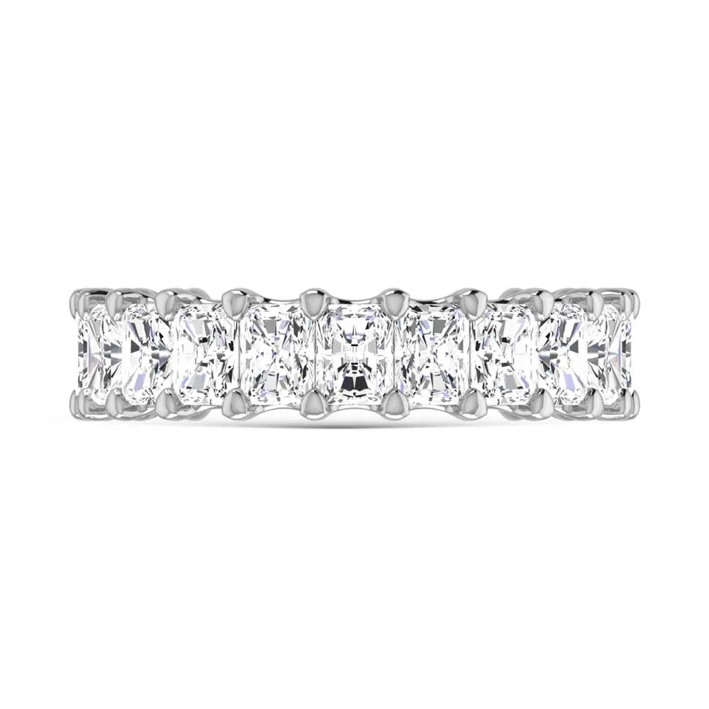 14K White Gold 4 1/4 CT Tw.  Radiant Shape Diamond Three Forth Eternity Band  Picasso Gold & Diamond Jewelry