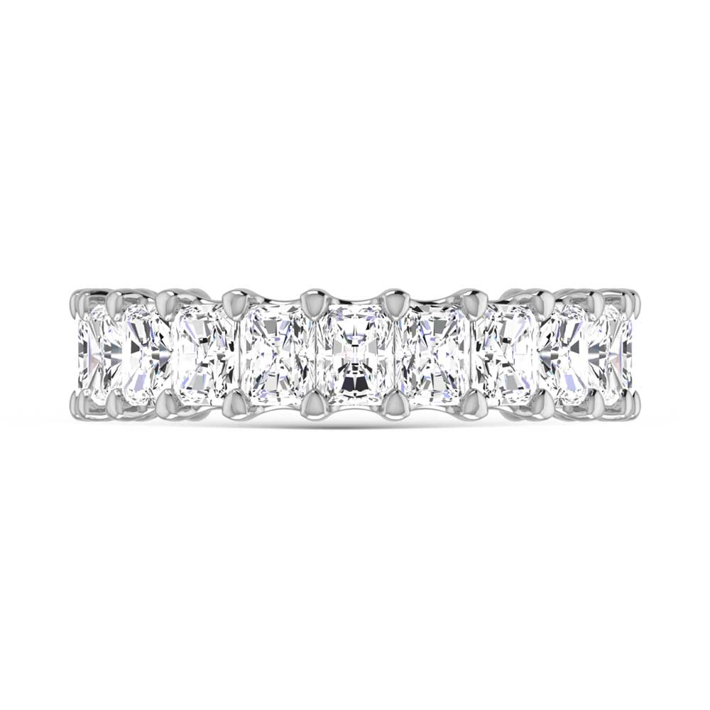 18K White Gold 4 1/4 CT Tw.  Radiant Shape Diamond Three Forth Eternity Band  Picasso Gold & Diamond Jewelry