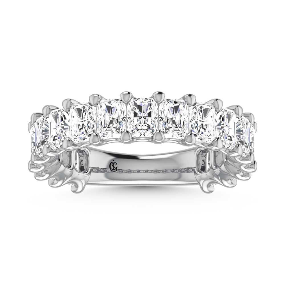 14K White Gold 4 1/4 CT Tw.  Radiant Shape Diamond Three Forth Eternity Band  Picasso Gold & Diamond Jewelry