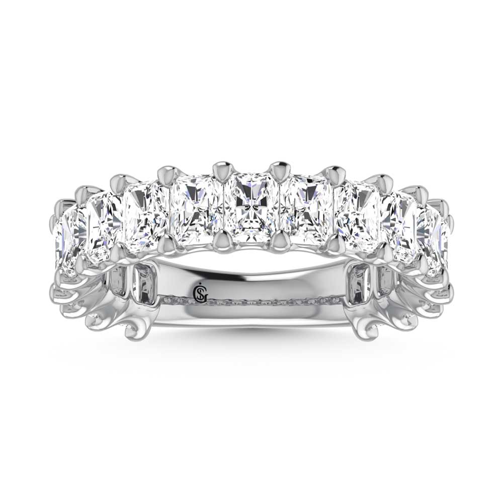 14K White Gold 4 1/4 CT Tw.  Radiant Shape Diamond Three Forth Eternity Band  Picasso Gold & Diamond Jewelry