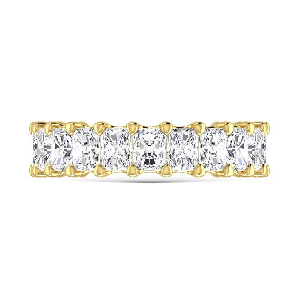 14K Yellow Gold 4 1/4 CT Tw.  Radiant Shape Diamond Three Forth Eternity Band  Picasso Gold & Diamond Jewelry