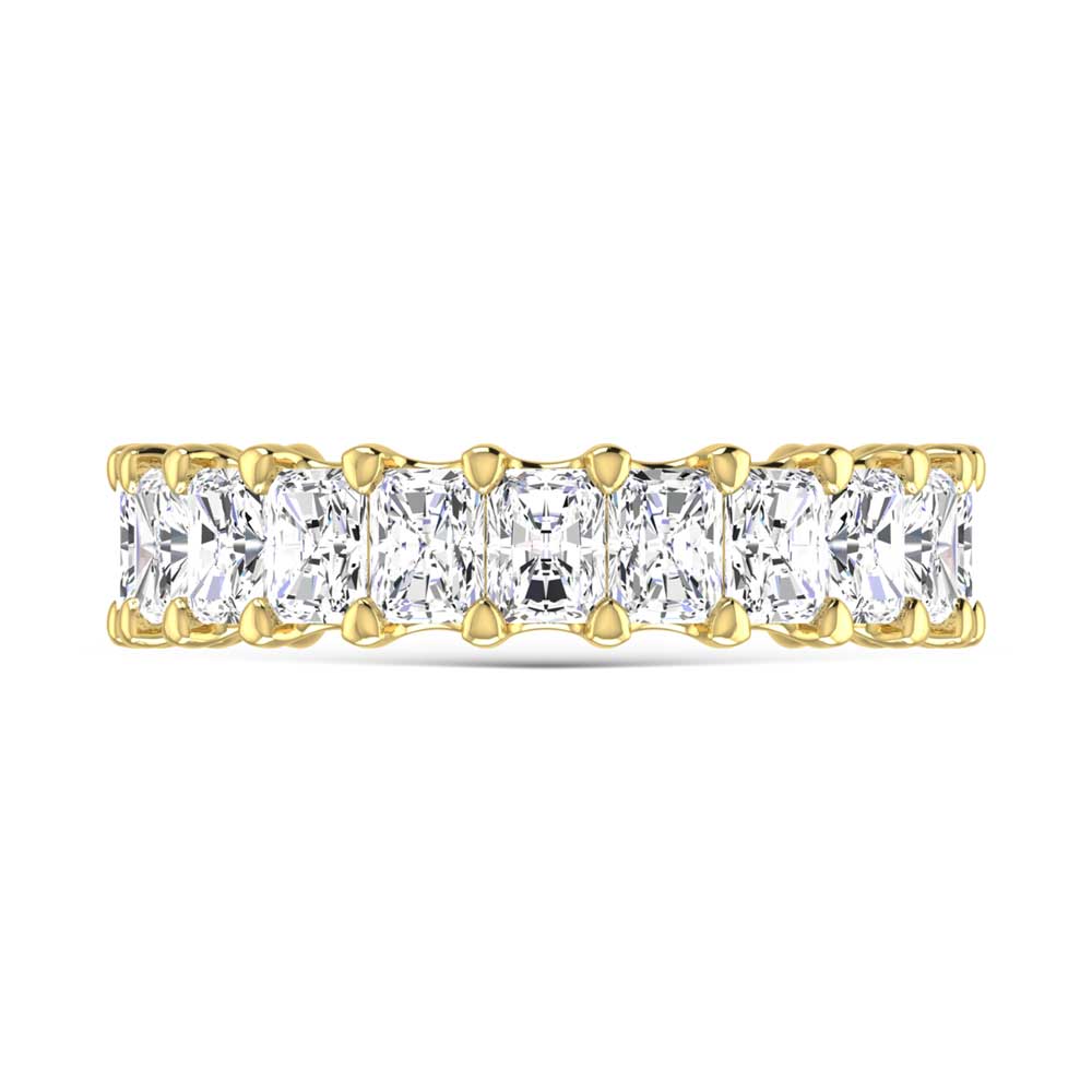 18K Yellow Gold 4 1/4 CT Tw.  Radiant Shape Diamond Three Forth Eternity Band  Picasso Gold & Diamond Jewelry