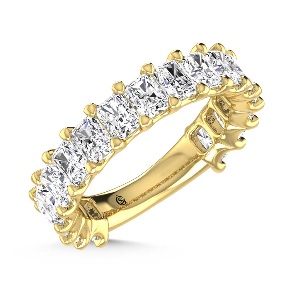 18K Yellow Gold 4 1/4 CT Tw.  Radiant Shape Diamond Three Forth Eternity Band  Picasso Gold & Diamond Jewelry