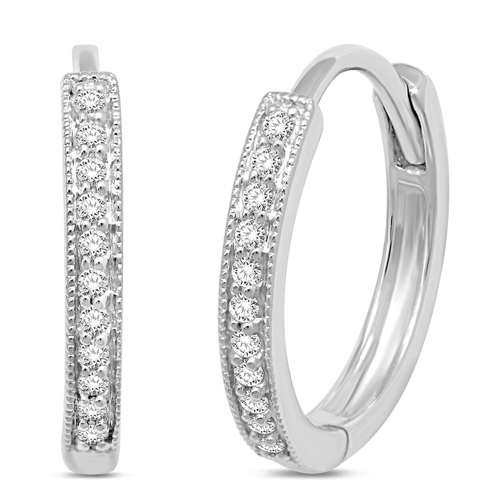 14K White Gold  1/10 Ct.Tw.Diamond Stackable Earrings  Picasso Gold & Diamond Jewelry