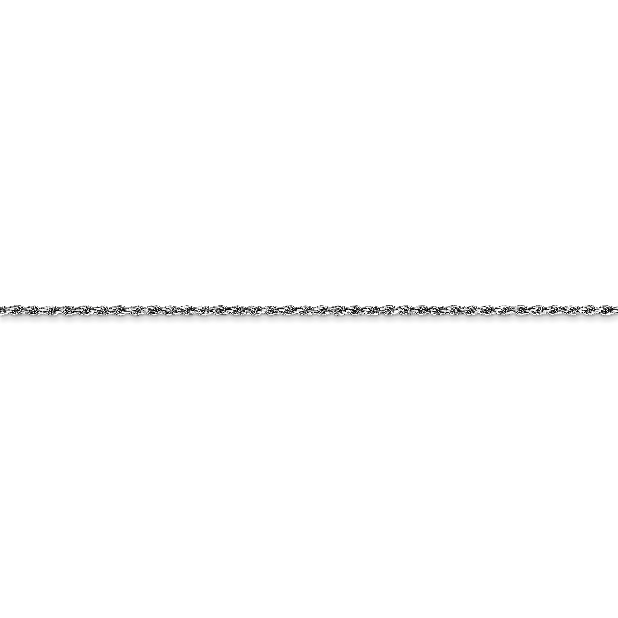 14K White Gold 18" Diamond-Cut Rope Chain – 1.15mm, Lobster Clasp