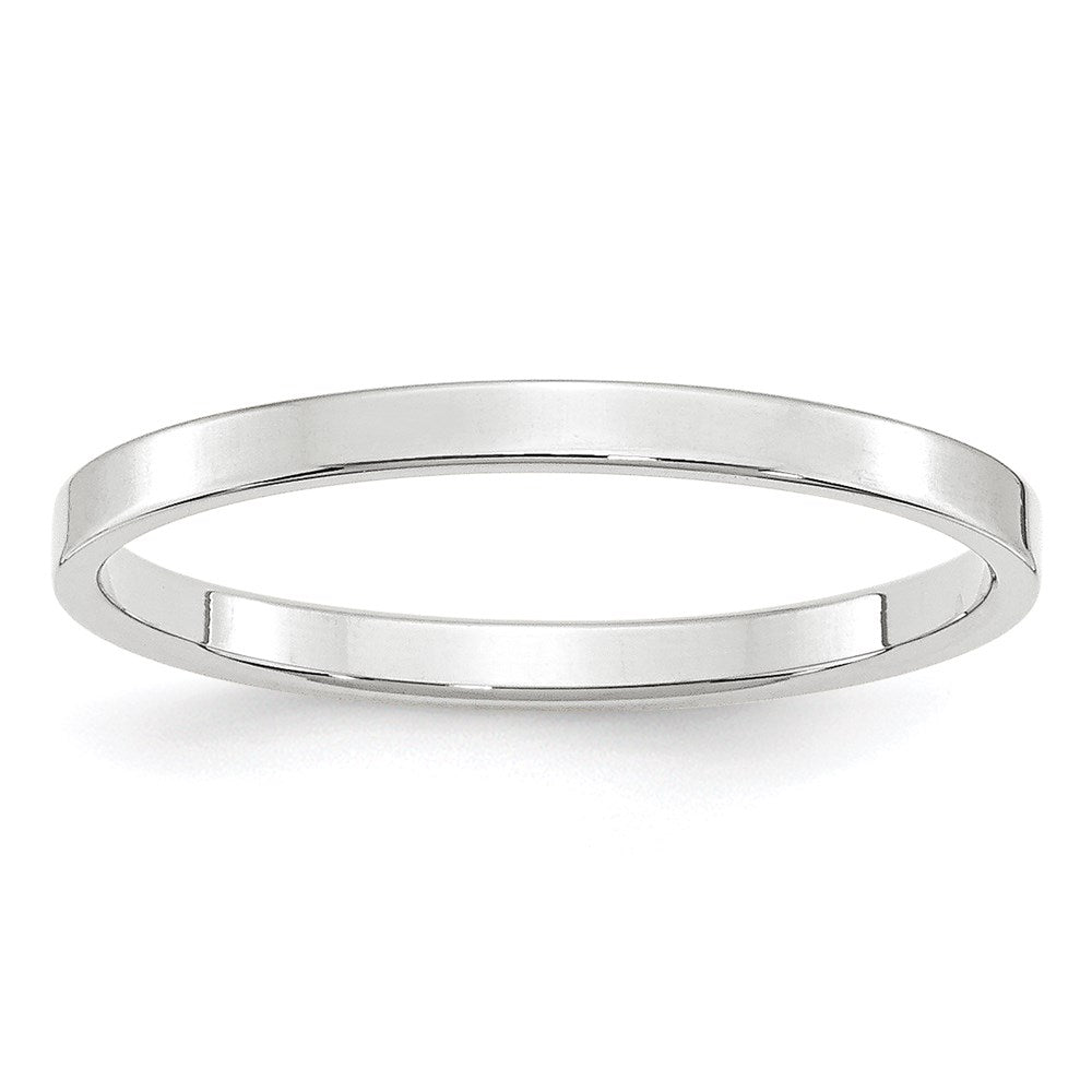 14K White Gold 2mm Lightweight Flat Wedding Band