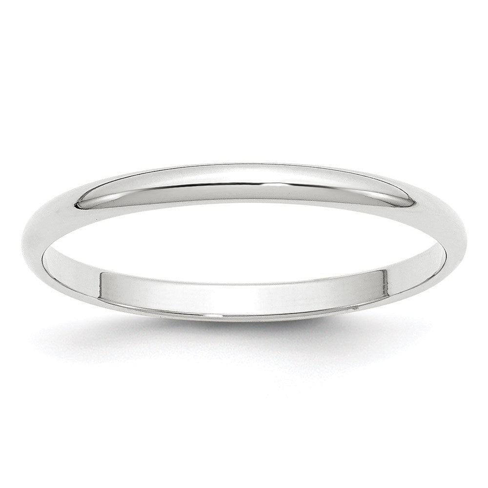 10K White Gold 2mm Half-Round Wedding Band – Lightweight